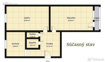 Pôvodný stav - Veľký 2i 68m2 + loggia na sídlisku Roveň - 10