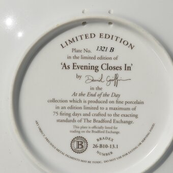 4 porcelánové taniere z 1 sady - Práca na poli s koňmi - 10