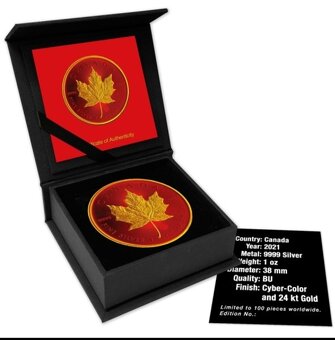 Investicne striebro mince minca Maple Leaf 100 ks svet - 10