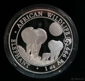 Strieborné investičné mince Somali Elephant zľava - 10