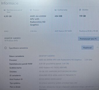 HP ProBook 4545s / AMD A4 / 4GB RAM / 128GB SSD / 15.6" - 10