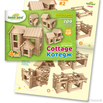 Drevená stavebnica chata – IgroTeco, úplne nová, nerozbalená - 10