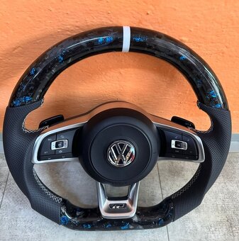 VOLANT VOLKSWAGEN R RLINE GTD GTI - KOZA / Modry KARBÓN - 10