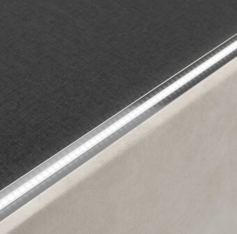 Čalúnená posteľ 180x200cm béžová s LED - výklopný rošt - 10