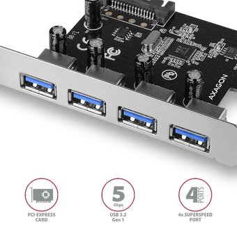 AXAGON PCEU‑430VL – USB 3.0 PCIe karta, nepoužitá - 10