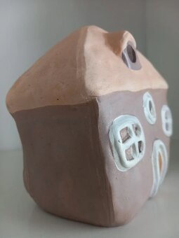 Sada 3ks ručne robené keramické domčeky na sviečku - 10