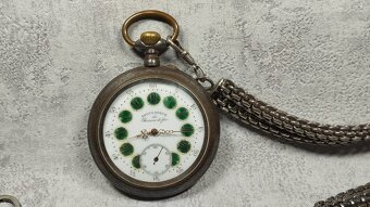 Velké dvouplášťové kapesní hodinky Régulatéur s řetezem - 10