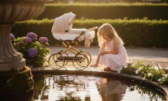 Detský retro kočík pre bábiky - 10