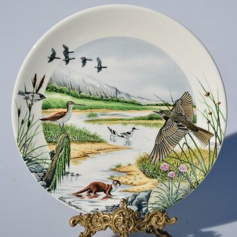 nádherné veľké porcelánové taniere s prírodnou panorámou - 10
