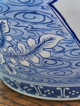 Čínský ručně malovaný porcelánový květináč – kobaltová modř, - 10