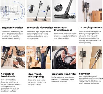 Vynikajúci Tyčový Vysávač PROSCENIC P11 MOPPING až 45kPa - 10