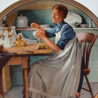 Séria vintage porcelánových tanierov zo života žien - 10