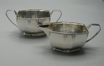 JEMNÝ ČAJOVÝ SERVIS V ŠTÝLE ART DECO STRIEBRO 1936 SHEFFIELD - 10