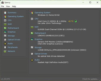 Lenovo ideapad 3 / i3-1005G1/8GB RAM/FHD/128GB SSD/Bat ok - 10
