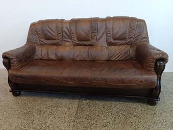 Kožená sedačka, trojsedačka, nábytek z masívu, kůže - 10