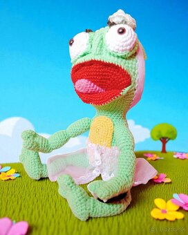 Mäkká háčkovaná žabka – originál handmade - 10