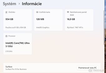 Microsoft Surface 10 PRO, ULTRA 5-135U, 1TB SSD, 16GB RAM - 10