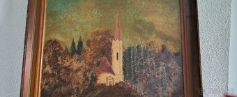 Kostel na kopci je olej na kartonu 82x62 cm - 10