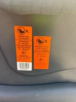 Autosedačka - Britax RÖMER DUO - ISOFIX, pre deti 9 - 18 kg - 10