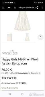 Happy Girls dievčenské šaty slávnostné čipkované ecru nove - 10