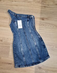 Nové ZARA denim rifľové džínsové  šaty - 10