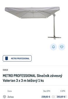 Veľký slnečník 3x3m + 4x30kg zavazie - 10