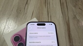 Vymenim iPhone 16 Pink 256gb (ruzovej farby) bateria 91% - 10