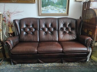 Celokožená sedacia súprava chesterfield - 10