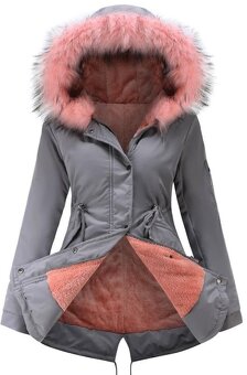 Šedá vetrovka s ružovou kožušinkou - 10