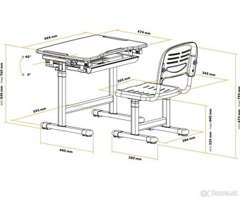 Detsky písací stôl nastaviteľný, rastúci - 10