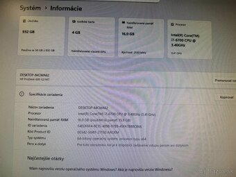 Herný počítač HP.Intel i7-6700 4x3,40GHz.16gb ram.GTX 1650 4 - 10