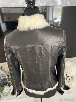 Kožená dámska bunda KRIZA JEANS s pravou kožušinou-40 - 10