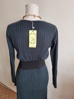 nové fľaškovozelené pletené šaty bez opasku M/L - 10