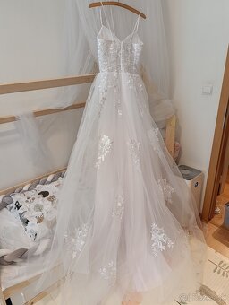 Krasne nové nenosené svadobné biele šaty na ramienka, 36 - 10