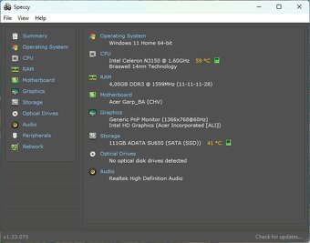 Acer ES1-131-C82S /Intel Celeron N3150/4GB RAM/HD/128GB SSD - 10