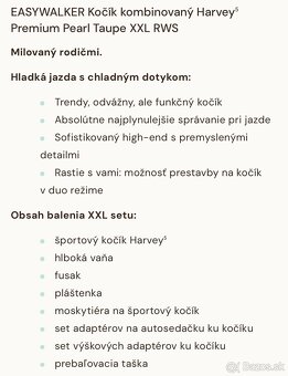 EASYWALKER Kočík kombinovaný Harvey⁵ Premium Pearl Taupe XXL - 10