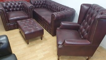 CHESTERFIELD ŠTÝL,KOŽENÁ SEDAČKA,3+1+UŠÁK+TABURET - 10