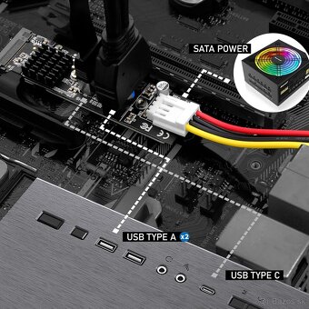 5× M.2 M‑Key to USB‑C / USB‑A interný adaptér - 10