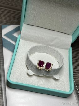 Rubinove nausnice 14k zlato s diamantami IGI - 10