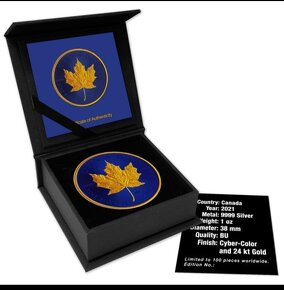Investicne striebro mince minca Maple Leaf 100 ks svet - 10
