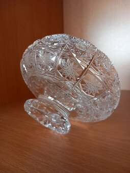 Stará miska na nôžke - brúsený krištáľ Bohemia 11x9x7 cm - 10