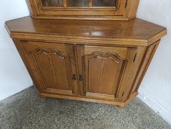 Rustikální příborník / rohová komoda + vitrína, masív - 10