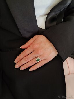 Luxusný zlatý prsteň s mohutným Turmalínom a diamantami - 10