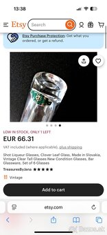 Karafa + 6 štamperlíkov značka Clover Leaf Glass Slovakia - 10