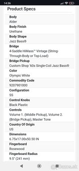 Fender American Standard Jazz Bass RW OWT 7/2015 - 10