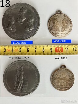 Plaketa a mince staré 1600 - 1700 - 1800 - 10