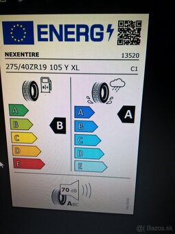 2 ks LETNÉ 275/40 R19 105Y XL NEXEN cca 7-8 mm - LEN 65€/kus - 10