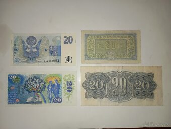 BANKOVKY 20 KČS 1944-1994, 5 RŮZNÝCH EMISÍ, NEPERF. - 10