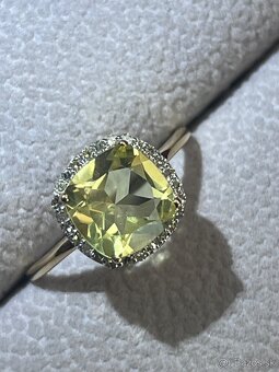Zlatý Prsteň diamanty a Peridot - 10