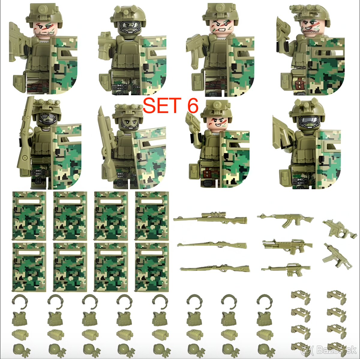 Rôzne sety vojakov 7 + doplnky - typ lego - nové - 11